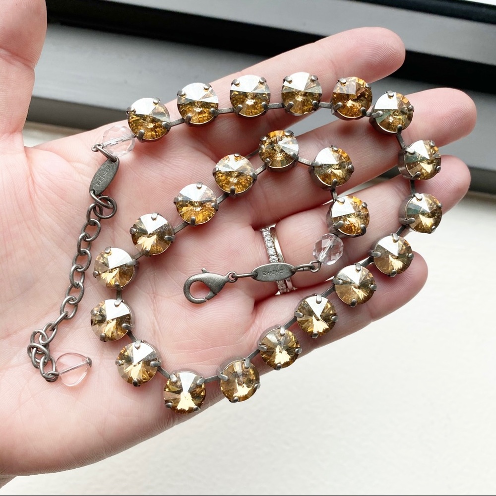 Sabika Champagne Manhattan Chunky Crystal Choker Gold Antique Silver - Picture 11 of 11